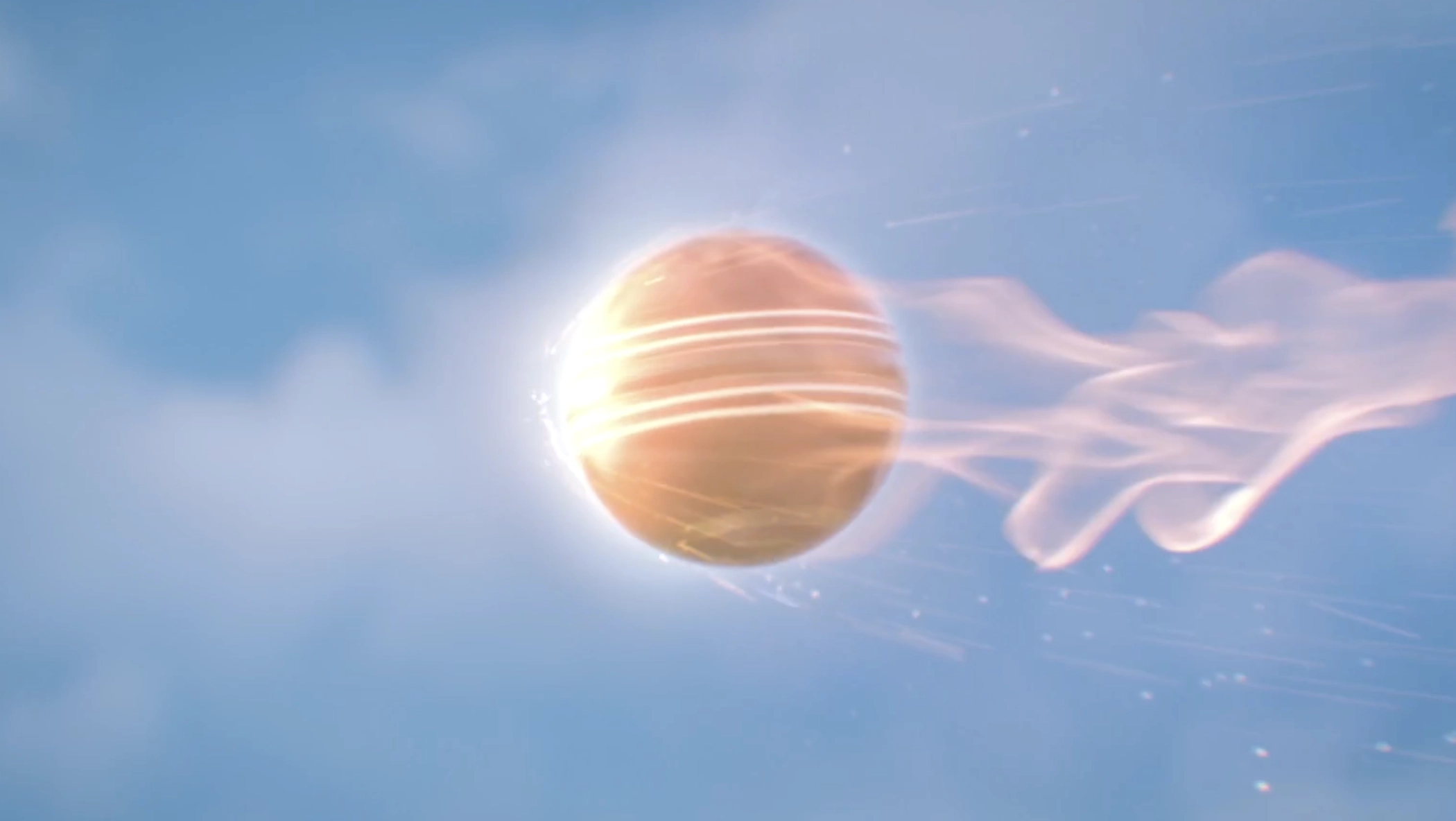 A ball is flying through the air. Description generated by AI